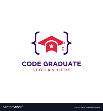 Code graduate hat logo design inspiration vector image