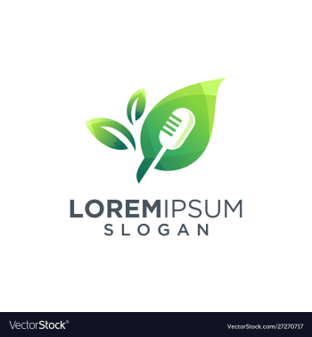Mic and leaf logo design vector image
