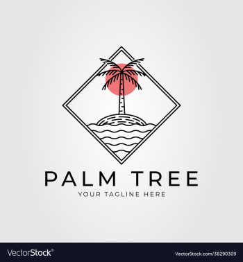 palm tree beach outline logo design