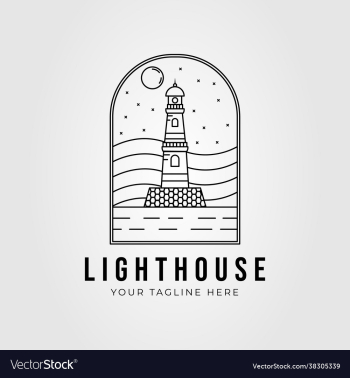 line art lighthouse beacon logo design lighthouse