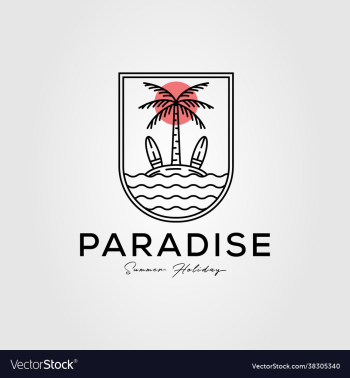 paradise palm tree island logo design