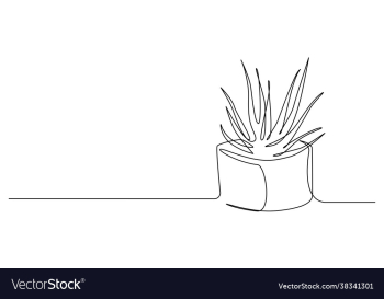 one continuous line drawing house plant in pot