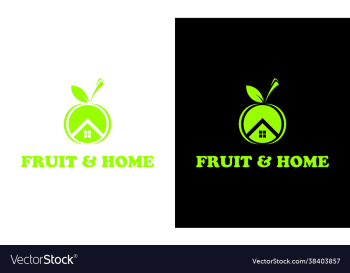 home concept on apple fruit logo design template