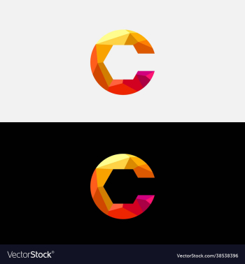 low poly letter c logo