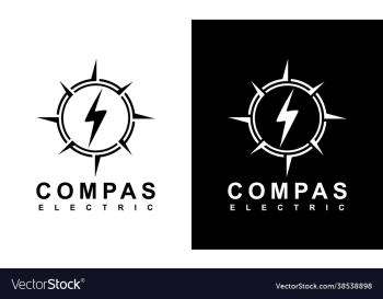 compass concept electrical lightning thunder bolt