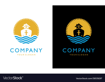 concept logo design cruise ship boat sea sun star