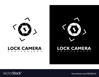 camera shutter and pedlock icons logo