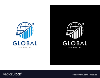 global finance in globe rotate arrow logo concept
