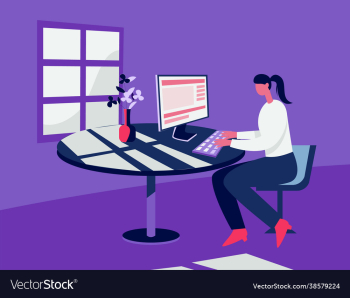 girl working in pc concept