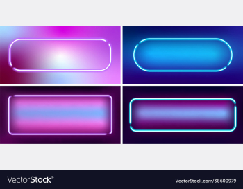 set neon glowing frames in retro style with space