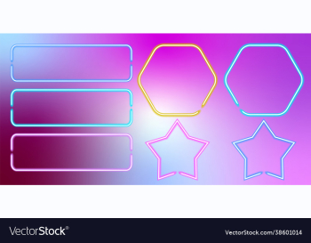 set neon glowing frames in multicolored unicorn
