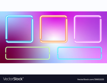set neon glowing frames in multicolored unicorn