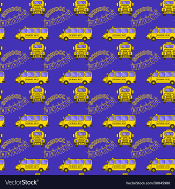 seamless pattern with flat style school bus