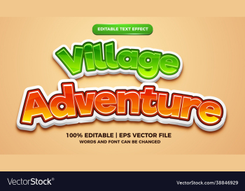 editable text effect - village adventure cartoon
