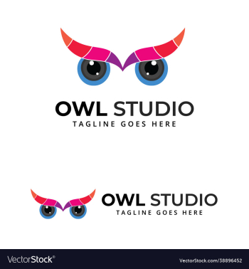 owl camera eye abstract multicolor logo design