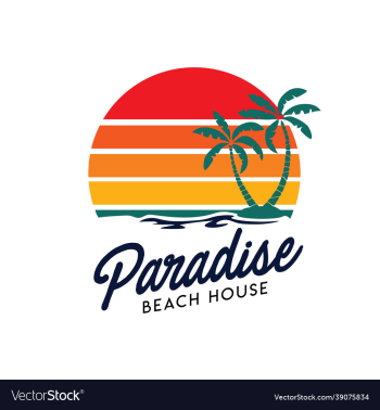 sunset beach logo design