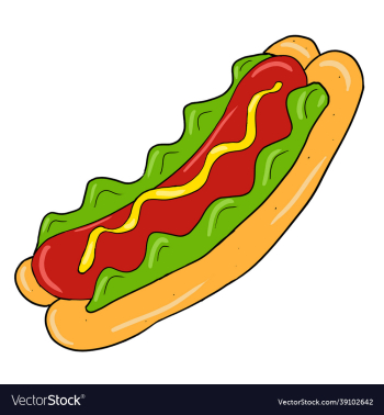 colored hand drawn hot dog sandwich