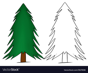 colored hand drawn christmas tree isolated