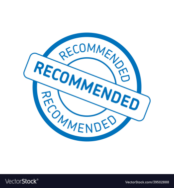 graphic rubber stamp of recommended