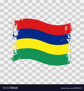 mauritius flag transparent watercolor painted