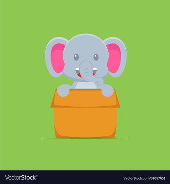 cute elephant playing box cartoon