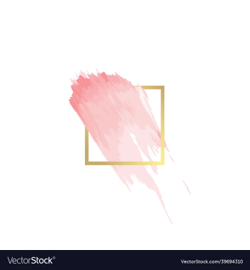 gold line grid frame with pink brush strokes