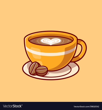 coffee love foam with beans cartoon icon