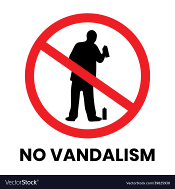 no vandalism safety sign sticker with text