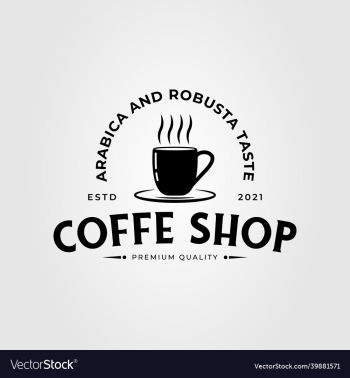 vintage cup of coffee or coffee shop logo design