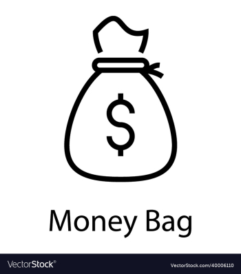 money bag line icon investment earning