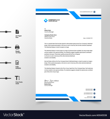 abstract business letterhead template blue modern