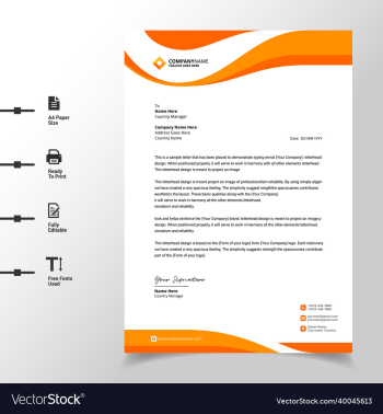abstract business letterhead template orange