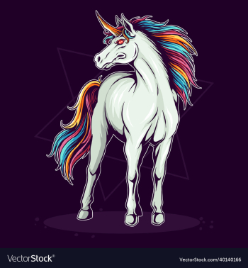 unicorn horse with colorful hair like a rainbow