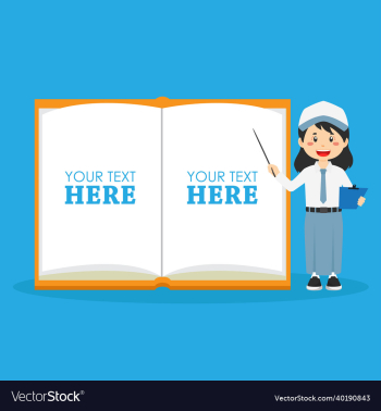 blank note book template with cute student