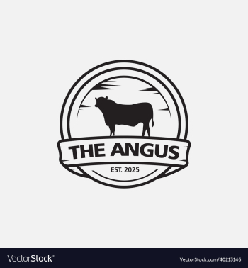 angus cattle farm beef cattle emblem retro
