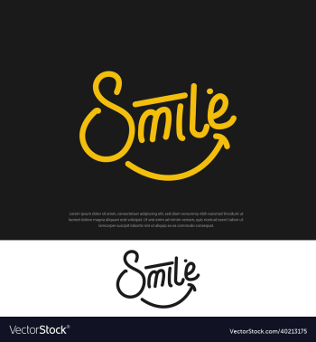 hand drawn yellow typography smile logo on dark