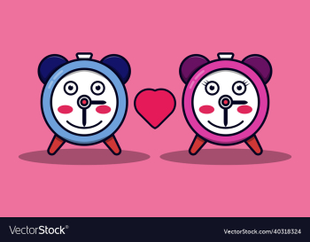cute clock mascot in love flat design