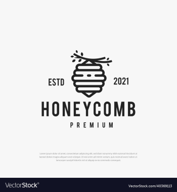 natural wild bee hive label concept with letter h