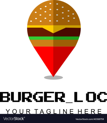 logo burger shop location flat design