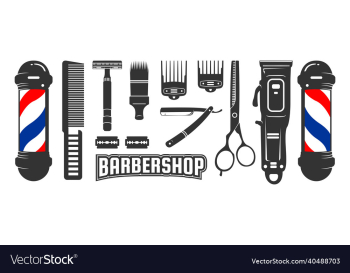 black and white barbershop equipment collec