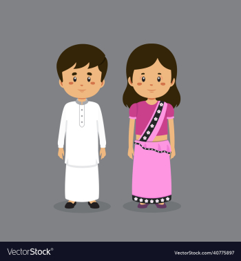 couple character wearing sri lanka national dress