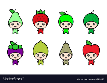 colorful fruit cute character icon
