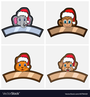 set cute animals head character for logo icon