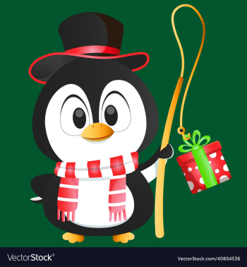 cute penguin with christmas gifts
