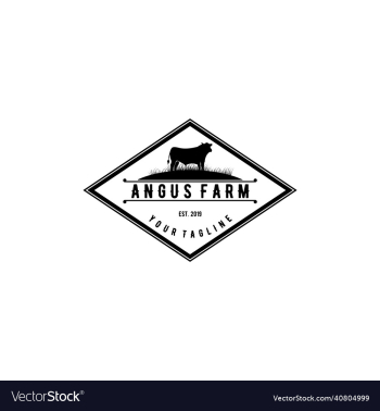 angus farm cattle badge logo design