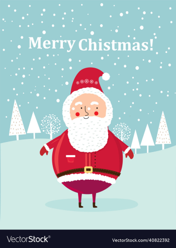 new year card with santa claus in the winter fores