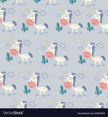 cute horse with cactus pattern