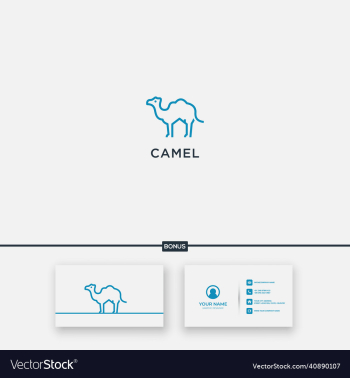 camel home simple line art minimalist blue logo