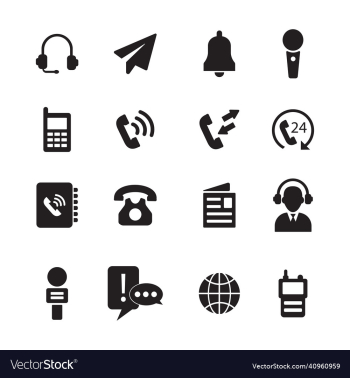 set of 16 communication icon