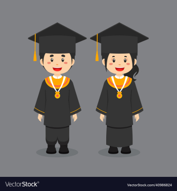 couple character wearing graduation outfits